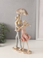Фигурка «Папа, мама, я: прогулка под зонтом», полистоун, жёлто-розовый, 17.5×8.5×27/31 см - Фото 2