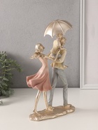 Фигурка «Папа, мама, я: прогулка под зонтом», полистоун, жёлто-розовый, 17.5×8.5×27/31 см - Фото 3