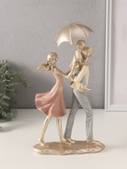 Фигурка «Папа, мама, я: прогулка под зонтом», полистоун, жёлто-розовый, 17.5×8.5×27/31 см - Фото 4