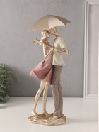 Фигурка «Влюблённые под зонтом», полистоун, бело-розовый, 15×11×35.5×41.5 см - Фото 1
