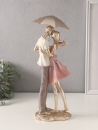 Фигурка «Влюблённые под зонтом», полистоун, бело-розовый, 15×11×35.5×41.5 см - Фото 2