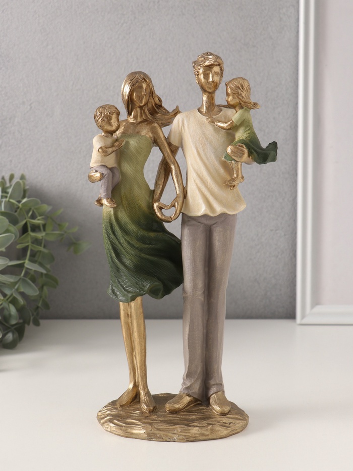 Фигурка «Родители и дети», полистоун, сливочно-зелёный, 13.5×7.5×26 см - Фото 1