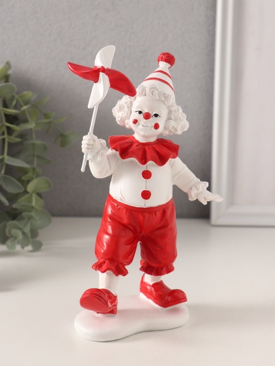 Фигурка полистоун «Клоун с ветерком», красно-белый, 10×7×18.5 см