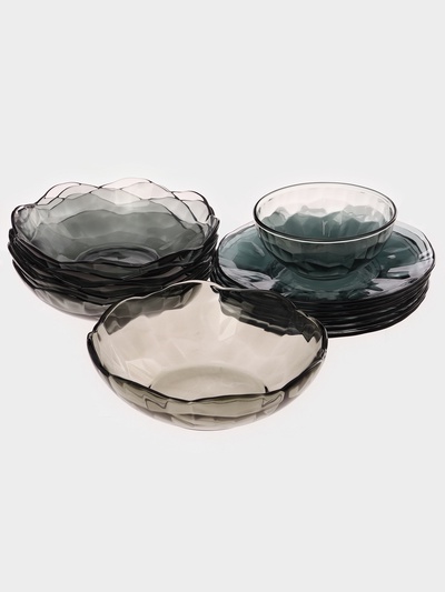 УЦЕНКА Набор столовый BLACK DIAMOND, 14 предметов, стекло