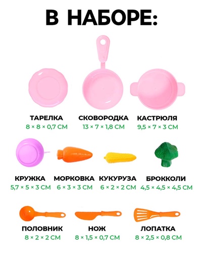 Игровой набор «Чистая кухня», функциональная раковина, посуда, продукты