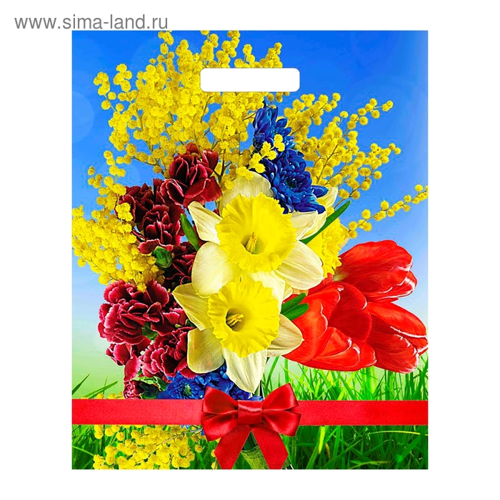 Пакет "Мимоза", полиэтиленовый с вырубной ручкой 40х34 см, 30 мкм - Фото 1