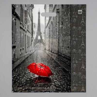 Пакет «Мой Париж», полиэтиленовый с вырубной ручкой, 38×45 см, 60 мкм