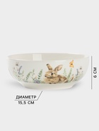 Салатник Доляна «Зайка», фарфор, 620 мл, 15.5×6 см, белый - Фото 2