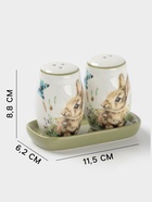 Набор для специй Доляна «Зайка», 2 предмета: солонка, перечница 130 мл, 11.5×6.2×8.8 см, доломит, белый - Фото 2