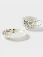Чайная пара Доляна «Цветы», 2 предмета: чашка, 250 мл, блюдце d=15 см, фарфор, белая - Фото 3