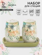 Набор для специй Доляна «Цветы», 2 предмета: солонка, перечница 130 мл, доломит, белый - Фото 1