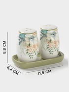 Набор для специй Доляна «Цветы», 2 предмета: солонка, перечница 130 мл, доломит, белый - Фото 2