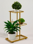Подставка для цветов Greengo, 3 полки, 43×22×57 см, напольная, металл, цвет золотой - Фото 2