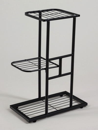 Подставка для цветов Greengo, 3 полки, 43×22×57 см, напольная, металл, чёрная