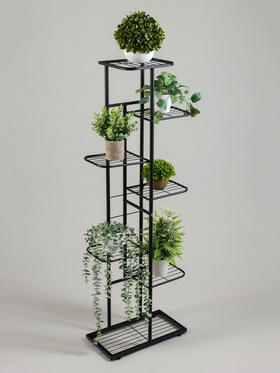 Подставка для цветов Greengo, 7 полок, 43×22×126 см, напольная, металл, чёрная