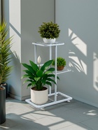 Подставка для цветов Greengo, 3 полки, 43×22×57 см, напольная, металл, белая - Фото 1