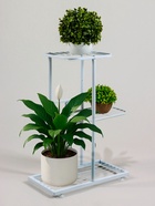 Подставка для цветов Greengo, 3 полки, 43×22×57 см, напольная, металл, белая - Фото 2