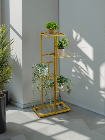 Подставка для цветов Greengo, 5 полок, 44×22×95 см, напольная, металл, цвет золотой