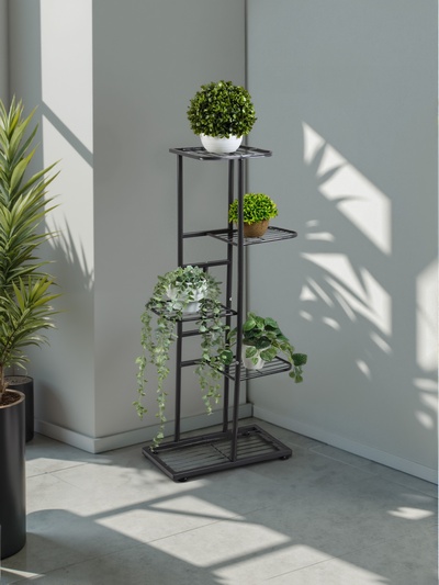 Подставка для цветов Greengo, 5 полок, 44×22×95 см, напольная, металл, тёмно-серая