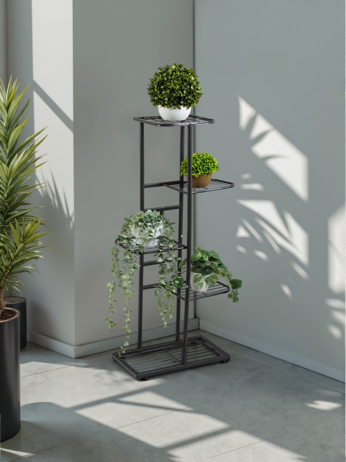 Подставка для цветов Greengo, 5 полок, 44×22×95 см, напольная, металл, тёмно-серая - Фото 1