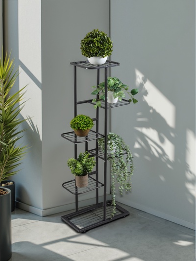 Подставка для цветов Greengo, 6 полок, 44×22×105 см, напольная, металл, тёмно-серая