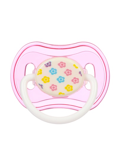 Соска - пустышка ортодонтическая, с колпачком, от 3 мес., розовая