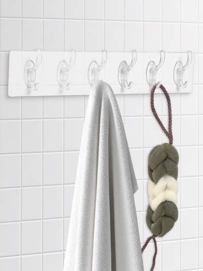 Крючки настенные самоклеящиеся, 6 крючков на общей гибкой прозрачной основе