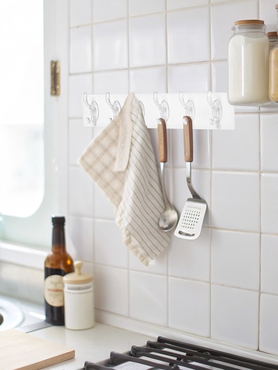 Крючки настенные самоклеящиеся, 6 крючков на общей гибкой прозрачной основе