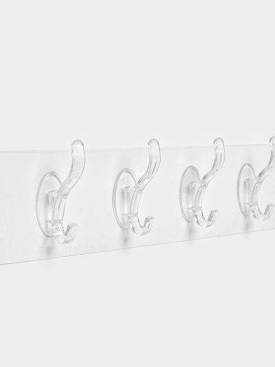 Крючки настенные самоклеящиеся, 6 крючков на общей гибкой прозрачной основе, набор 2 шт.