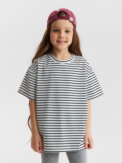 Футболка для девочки KAFTAN «Полоска», белая, чёрная, рост 90 см