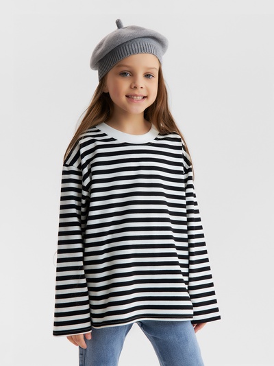 Лонгслив для девочки KAFTAN «Полоска», чёрно-белый, рост 140 см