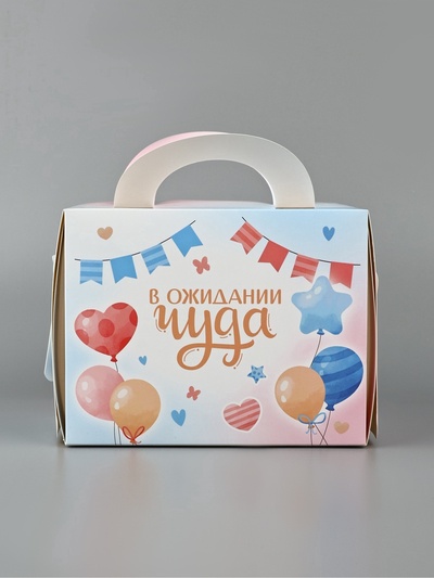 Коробка для бенто-торта «В ожидании чуда» 16×16×12.5 см