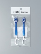 Зубная щётка, с зубной нитью, 10.5 см, набор - 2 шт., синяя - Фото 6
