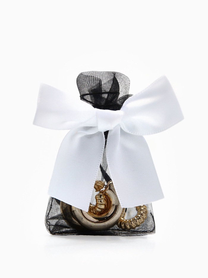 Мешочек подарочный «Бант органза», 7×9 см, черно-белый - Фото 1