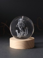 Световая фигурка стекло «Шар. Голограмма: Лошадка в короне», d=6 см, подставка дерево, USB - Фото 2