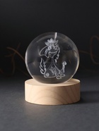 Световая фигурка стекло «Шар. Голограмма: Лошадка в короне», d=6 см, подставка дерево, USB - Фото 4