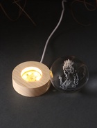 Световая фигурка стекло «Шар. Голограмма: Лошадка в короне», d=6 см, подставка дерево, USB - Фото 7