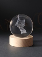Световая фигурка стекло «Шар. Голограмма: Котёнок», d=6 см, подставка дерево, USB - Фото 2