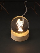 Световая фигурка стекло «Шар. Голограмма: Котёнок», d=6 см, подставка дерево, USB - Фото 6