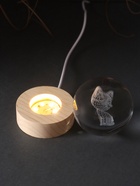 Световая фигурка стекло «Шар. Голограмма: Котёнок», d=6 см, подставка дерево, USB - Фото 7