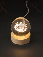 Световая фигурка стекло «Шар. Голограмма: Пасхальная корзинка», d=6 см, подставка дерево, USB - Фото 6