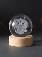 Световая фигурка стекло «Шар. Голограмма: Герб», d=6 см, подставка дерево, USB - Фото 4