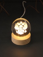 Световая фигурка стекло «Шар. Голограмма: Герб», d=6 см, подставка дерево, USB - Фото 6