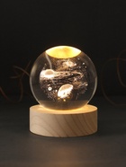 Световая фигурка стекло «Шар. Голограмма: Космос», d=6 см, подставка дерево, USB - Фото 1