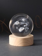 Световая фигурка стекло «Шар. Голограмма: Космос», d=6 см, подставка дерево, USB - Фото 3