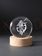 Световая фигурка стекло «Шар. Голограмма: Самурай», d=6 см, подставка дерево, USB - Фото 3