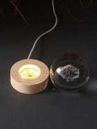 Световая фигурка стекло «Шар. Голограмма: Самурай», d=6 см, подставка дерево, USB - Фото 7