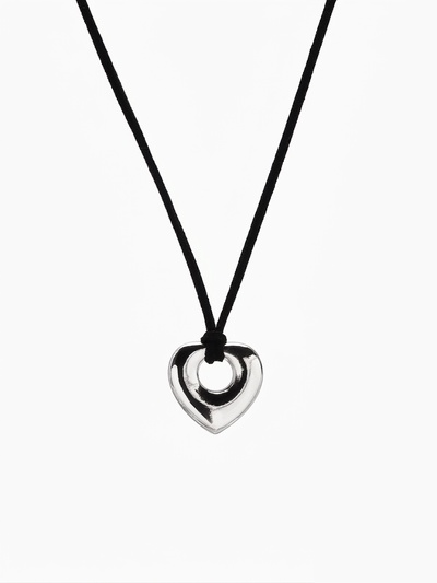 Кулон на шнурке «Сердечко» тренд, цвет серебро, 120 см