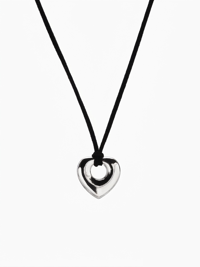 Кулон на шнурке «Сердечко» тренд, цвет серебро, 120 см - Фото 1