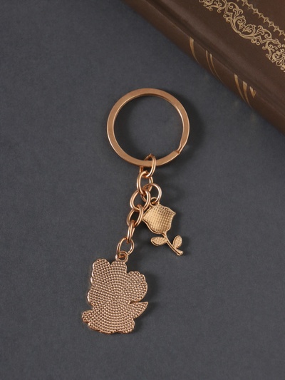 Брелок металл, эмаль "Зайка и цветы" 9 см